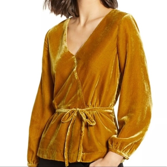 J.Crew Faux-wrap top in drapey velvet - Picture 1 of 6